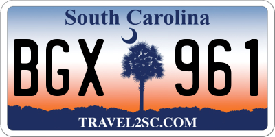SC license plate BGX961