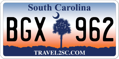SC license plate BGX962