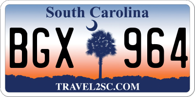 SC license plate BGX964