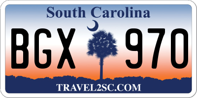 SC license plate BGX970