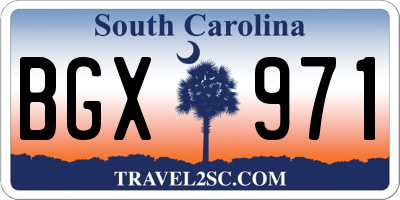 SC license plate BGX971