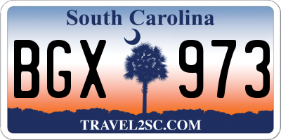 SC license plate BGX973