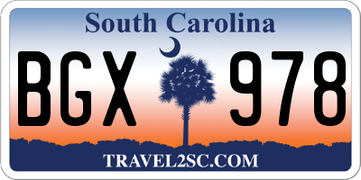 SC license plate BGX978