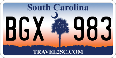 SC license plate BGX983