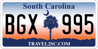 SC license plate BGX995