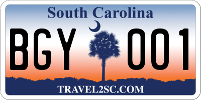 SC license plate BGY001