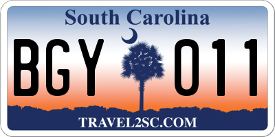 SC license plate BGY011