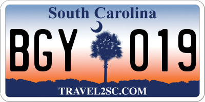 SC license plate BGY019