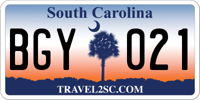 SC license plate BGY021
