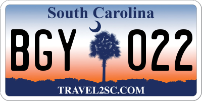 SC license plate BGY022