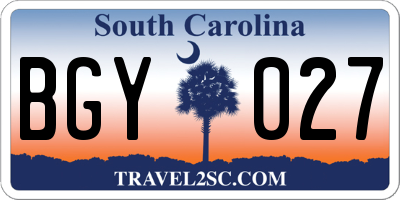 SC license plate BGY027