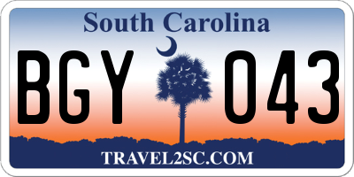 SC license plate BGY043