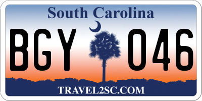 SC license plate BGY046