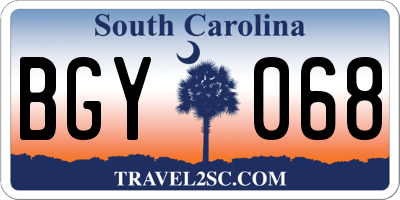 SC license plate BGY068