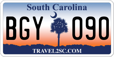 SC license plate BGY090