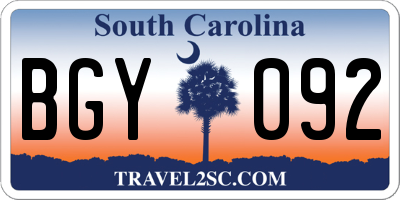 SC license plate BGY092