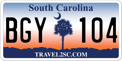 SC license plate BGY104