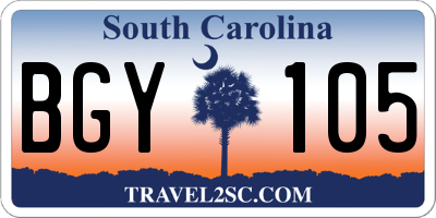 SC license plate BGY105
