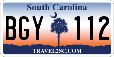 SC license plate BGY112