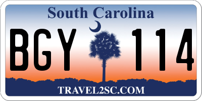 SC license plate BGY114