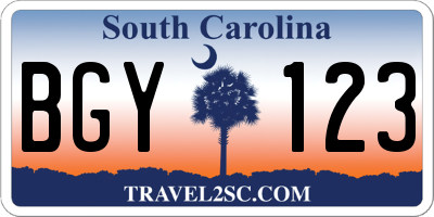 SC license plate BGY123