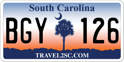 SC license plate BGY126