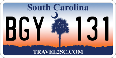 SC license plate BGY131
