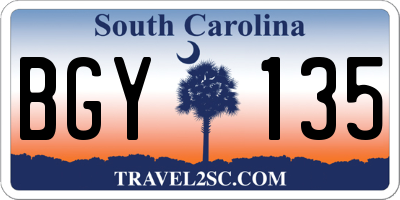 SC license plate BGY135