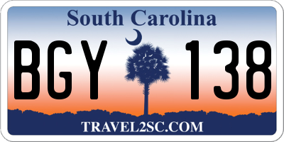 SC license plate BGY138