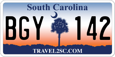 SC license plate BGY142