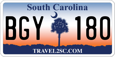 SC license plate BGY180