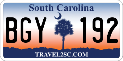 SC license plate BGY192