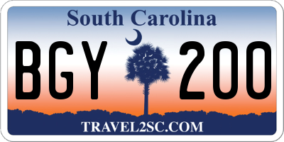 SC license plate BGY200