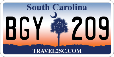 SC license plate BGY209