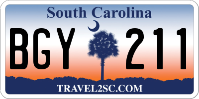 SC license plate BGY211