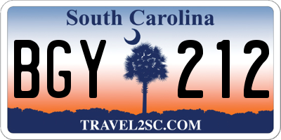 SC license plate BGY212