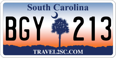 SC license plate BGY213