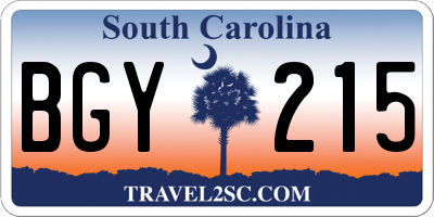 SC license plate BGY215