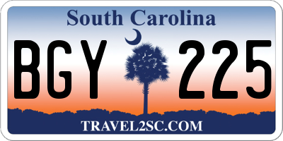 SC license plate BGY225