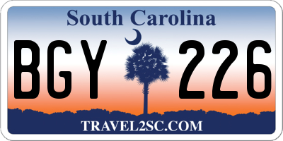 SC license plate BGY226