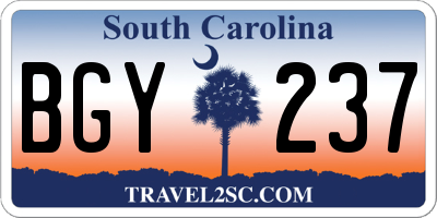 SC license plate BGY237