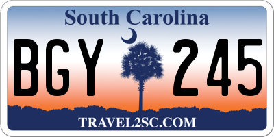 SC license plate BGY245