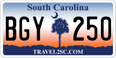 SC license plate BGY250