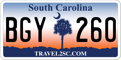 SC license plate BGY260