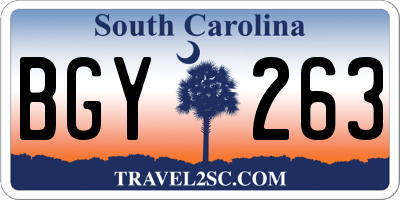SC license plate BGY263