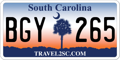 SC license plate BGY265
