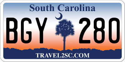 SC license plate BGY280