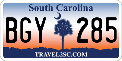 SC license plate BGY285