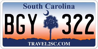 SC license plate BGY322