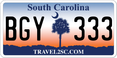 SC license plate BGY333